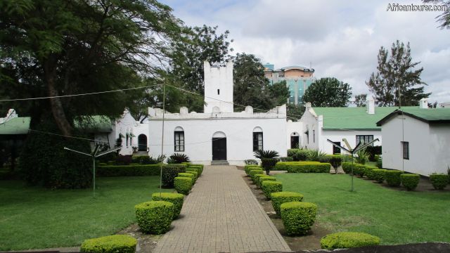  Boma Natural history museum Arusha, from left the wildife, history of Arusha and the archeological history buildings