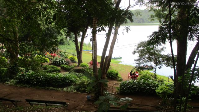  gardens (left) with lake Duluti waters (right)