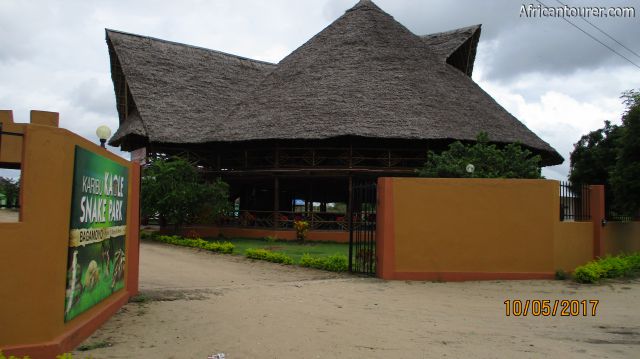 Kaole snake park restaurant and bar of Pwani,  main entrance gate (near Kaole ruins gate to the left) with main building